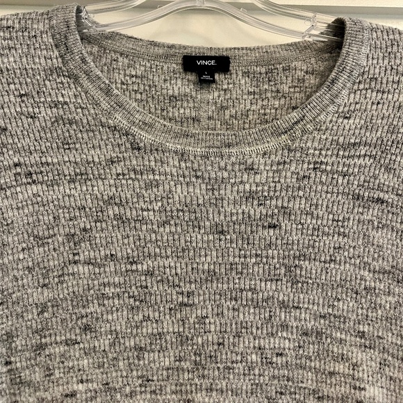 Vince Men's Knit Crewneck Thermal Sweater Sz L Heather gray NEW - Picture 1 of 5